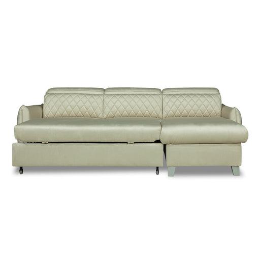 Coltar Extensibil Cu Insula Dreapta Tiago, 5 Locuri, Tetiere Reglabile, Crem, 243 Cm