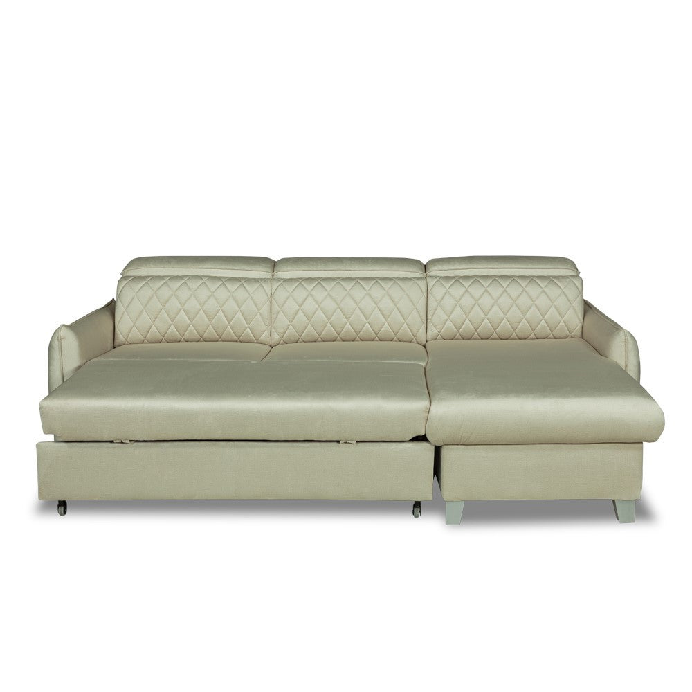 Coltar Extensibil Cu Insula Dreapta Tiago, 5 Locuri, Tetiere Reglabile, Crem, 243 Cm