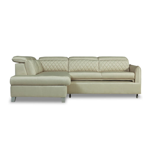 Coltar Extensibil Cu Otoman Stanga Tiago, 5 Locuri, Tetiere Reglabile, Crem, 255 Cm