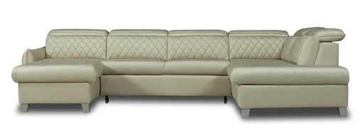 Coltar U Extensibil Cu Lada Tiago, Dreapta, 6 Locuri, Tetiere Reglabile, Crem, 330 Cm