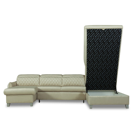 Coltar U Extensibil Cu Lada Tiago, Dreapta, 6 Locuri, Tetiere Reglabile, Crem, 330 Cm