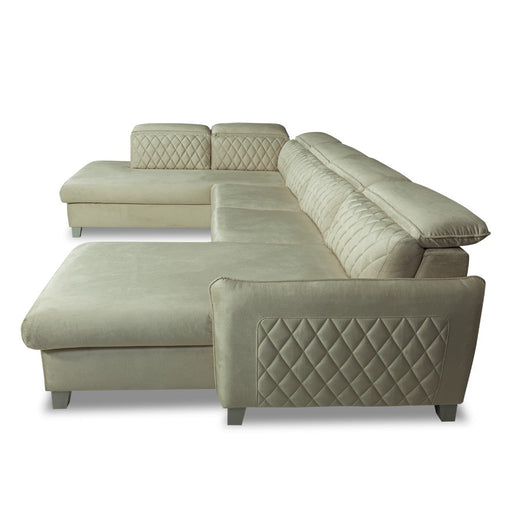 Coltar U Extensibil Cu Lada Tiago, Stanga, 6 Locuri, Tetiere Reglabile, Crem 330 Cm