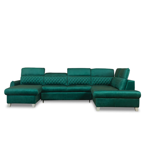 Coltar U Extensibil Tiago, Dreapta, 6 Locuri, Tetiere Reglabile, Verde 330 Cm