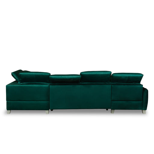 Coltar U Extensibil Tiago, Dreapta, 6 Locuri, Tetiere Reglabile, Verde 330 Cm