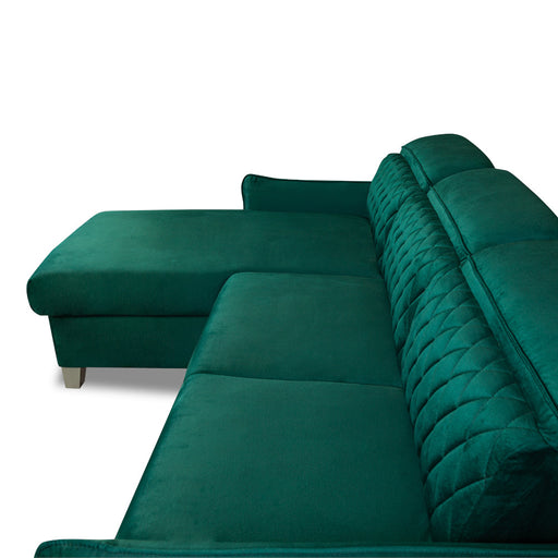 Coltar Extensibil Cu Insula Stanga Tiago, 5 Locuri, Tetiere Reglabile, Verde, 243 Cm