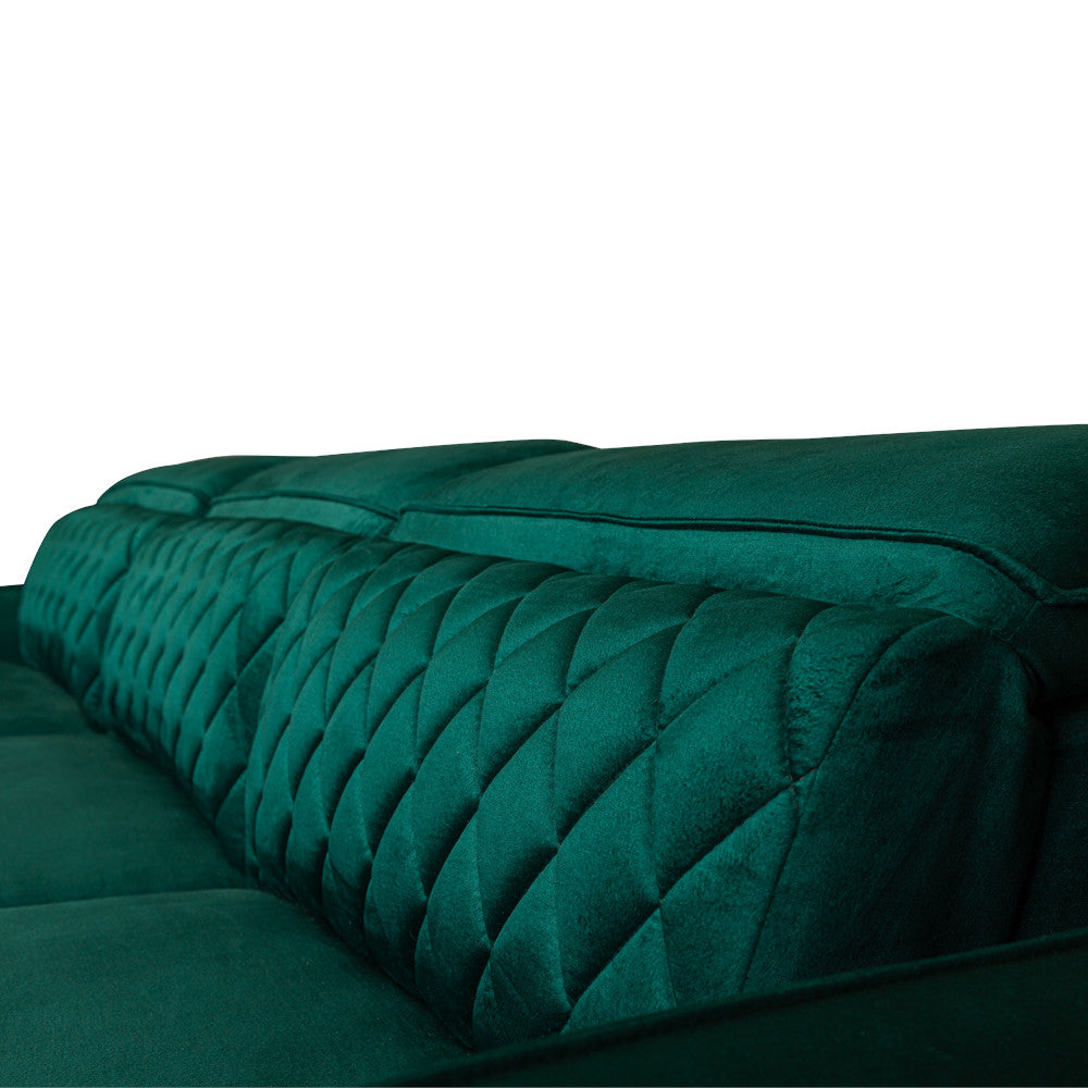Coltar Extensibil Cu Insula Stanga Tiago, 5 Locuri, Tetiere Reglabile, Verde, 243 Cm