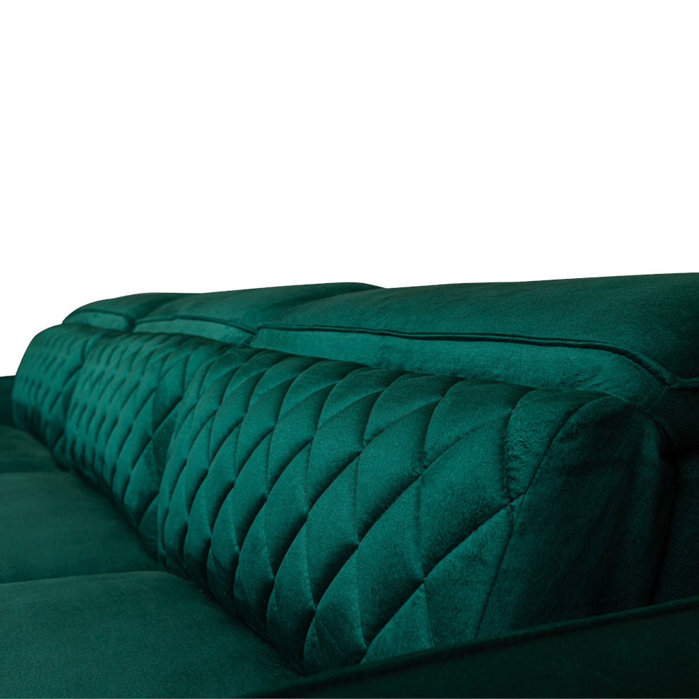 Coltar Extensibil Cu Insula Stanga Tiago, 5 Locuri, Tetiere Reglabile, Verde, 243 Cm