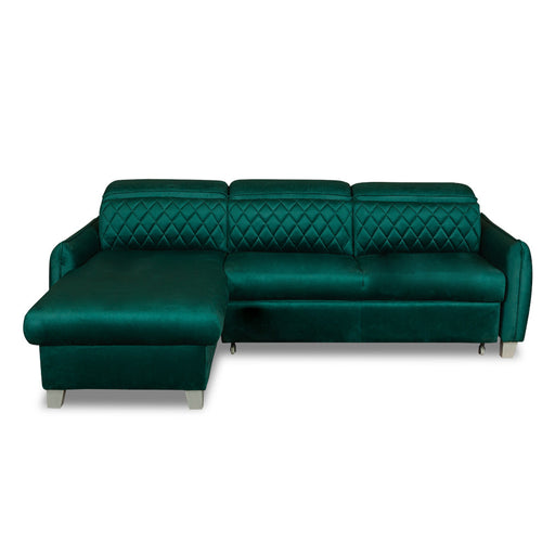 Coltar Extensibil Cu Insula Stanga Tiago, 5 Locuri, Tetiere Reglabile, Verde, 243 Cm