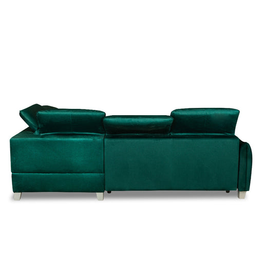 Coltar Extensibil Cu Insula Dreapta Tiago, 5 Locuri, Tetiere Reglabile, Verde, 243 Cm