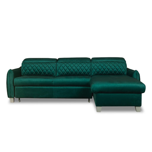 Coltar Extensibil Cu Insula Dreapta Tiago, 5 Locuri, Tetiere Reglabile, Verde, 243 Cm