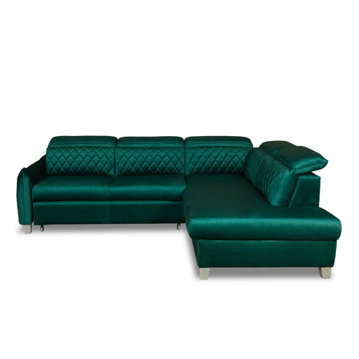 Coltar Extensibil Cu Otoman Dreapta Tiago, 5 Locuri, Tetiere Reglabile, Verde, 255 Cm