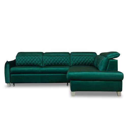 Coltar Extensibil Cu Otoman Dreapta Tiago, 5 Locuri, Tetiere Reglabile, Verde, 255 Cm