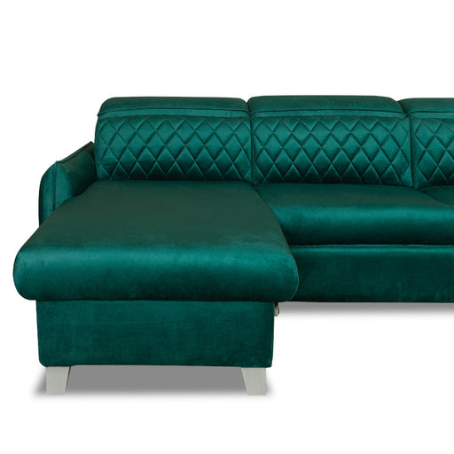 Coltar U Extensibil Cu Lada Tiago, Dreapta, 6 Locuri, Tetiere Reglabile, Verde 330 Cm