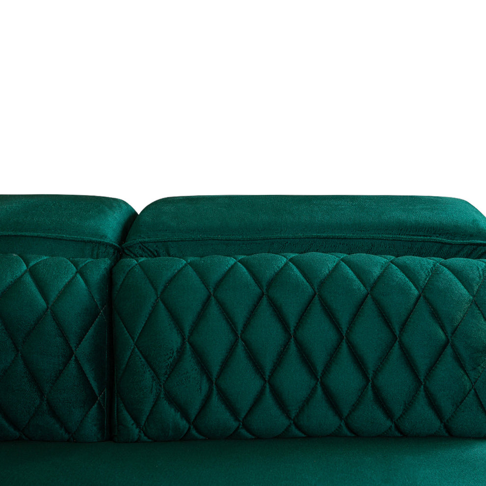 Coltar U Extensibil Cu Lada Tiago, Dreapta, 6 Locuri, Tetiere Reglabile, Verde 330 Cm