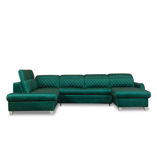 Coltar U Extensibil Cu Lada Tiago, Stanga, 6 Locuri, Tetiere Reglabile, Verde 330 Cm MONOLITH 37