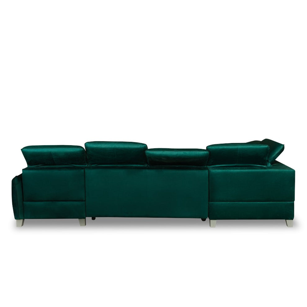 Coltar U Extensibil Cu Lada Tiago, Stanga, 6 Locuri, Tetiere Reglabile, Verde 330 Cm MONOLITH 37
