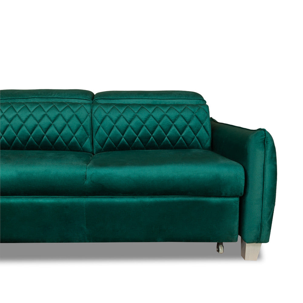 Coltar Extensibil Cu Insula Stanga Cu Lada Tiago, 5 Locuri, Tetiere Reglabile, Verde, 243 Cm