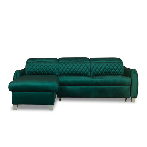 Coltar Extensibil Cu Insula Stanga Cu Lada Tiago, 5 Locuri, Tetiere Reglabile, Verde, 243 Cm