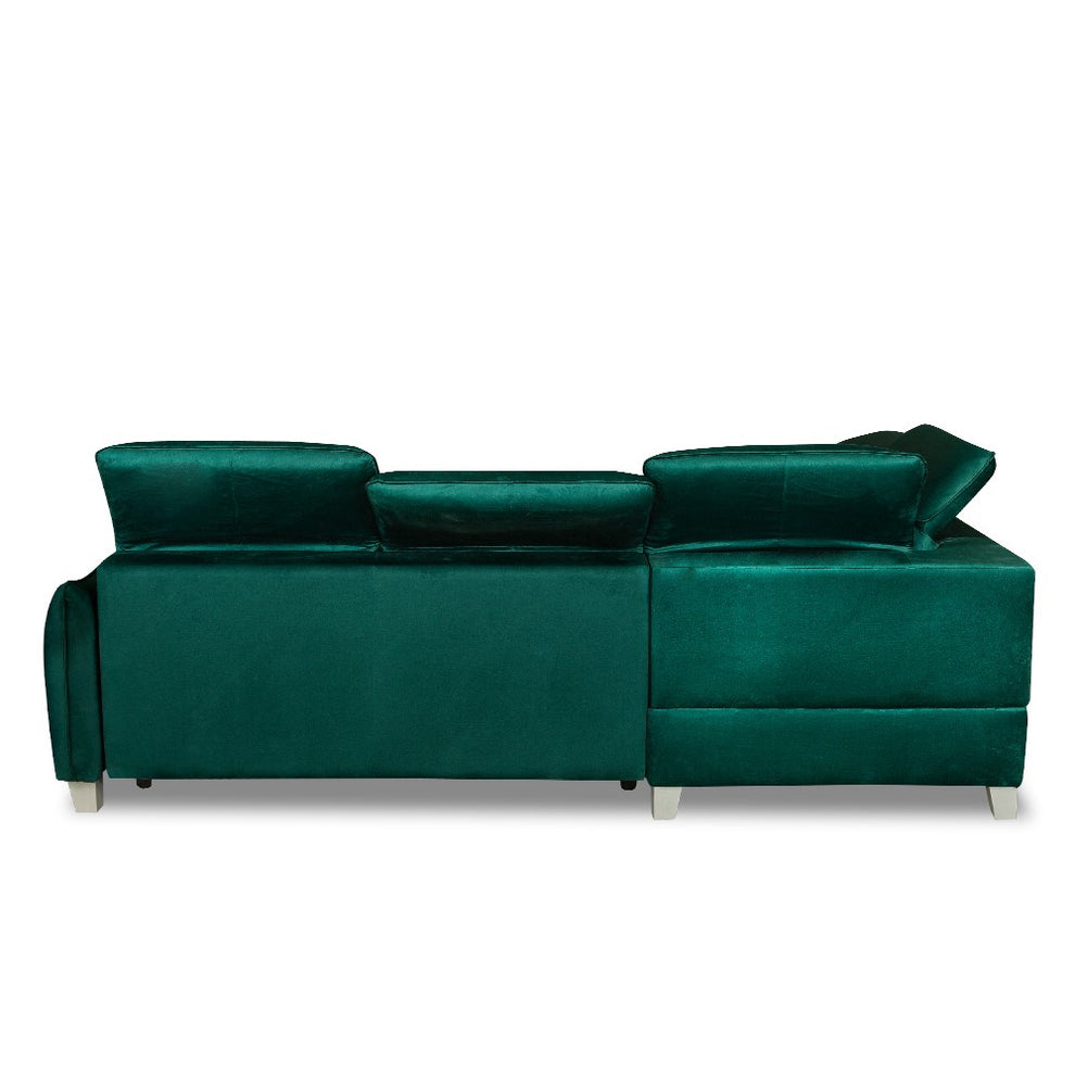 Coltar Extensibil Cu Insula Dreapta Cu Lada Tiago, 5 Locuri, Tetiere Reglabile, Verde, 243 Cm