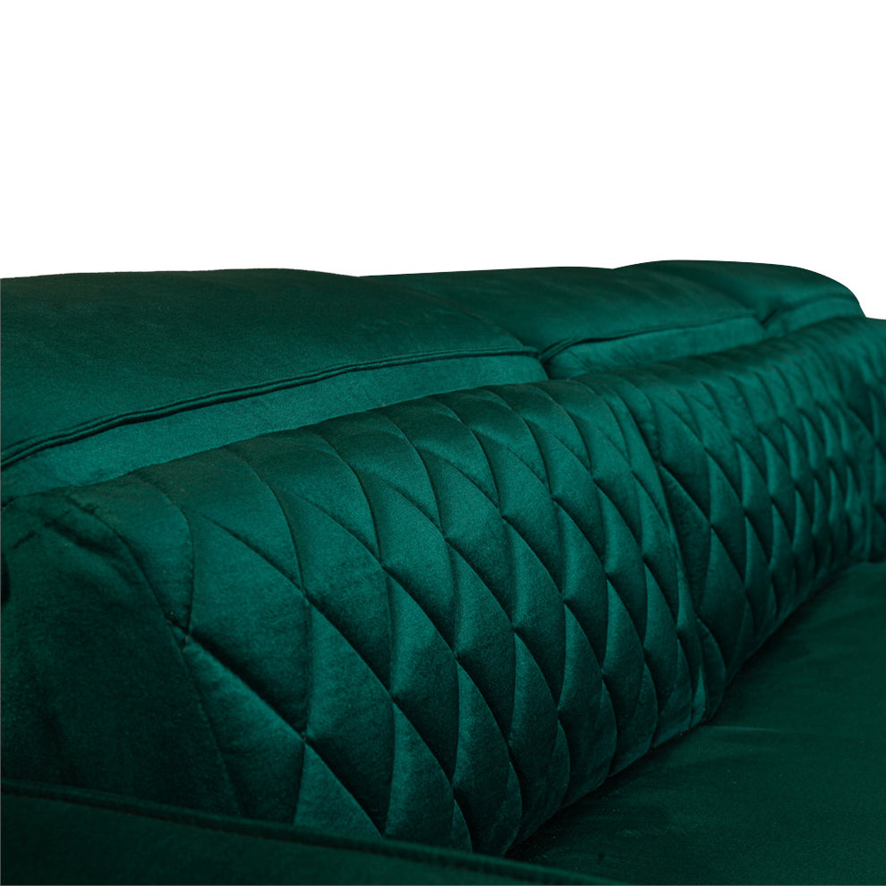 Coltar Extensibil Cu Otoman Stanga Cu Lada Tiago, 5 Locuri, Tetiere Reglabile, Verde, 255 Cm