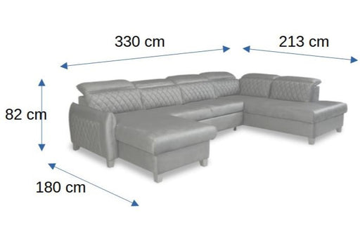 Coltar U Extensibil Cu Lada Tiago, Dreapta, 6 Locuri, Tetiere Reglabile, Crem, 330 Cm