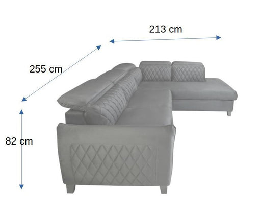 Coltar Extensibil Cu Otoman Dreapta Cu Lada Tiago, 5 Locuri, Tetiere Reglabile, Crem, 255 Cm