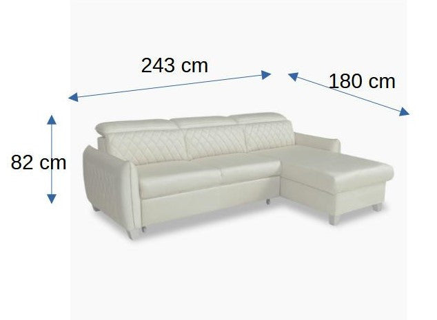 Coltar Extensibil Cu Insula Dreapta Tiago, 5 Locuri, Tetiere Reglabile, Crem, 243 Cm