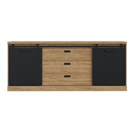 Comoda Kaszimiro, Stejar Waterford Si Negru, 213.4 Cm