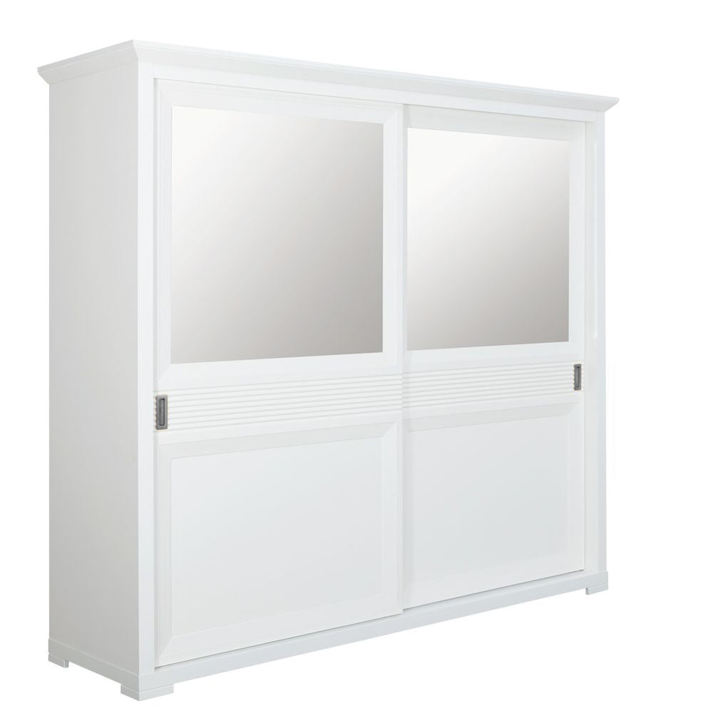 Set Dormitor Verona Bianco Cu Pat Tapitat, Dimensiune saltea 160 X 200 Cm, 2 Noptiere Si Dulap