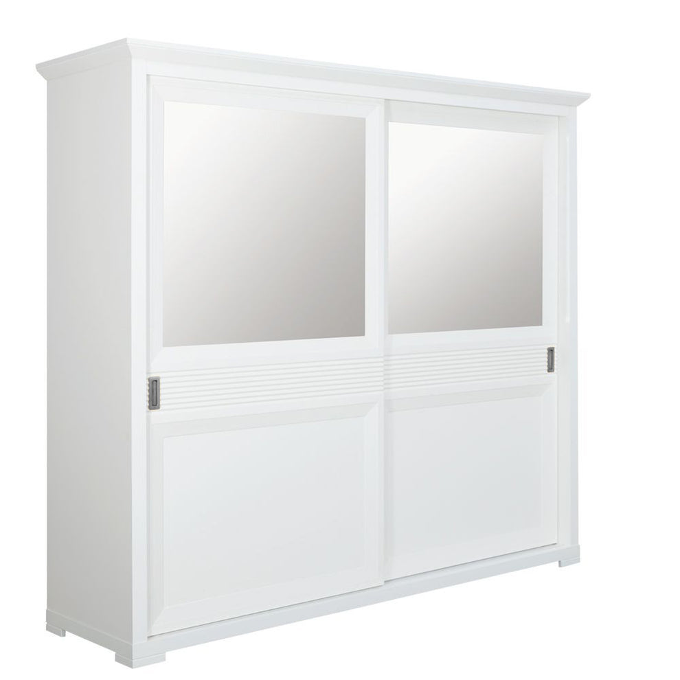 Set Dormitor Verona Bianco Cu Pat Tapitat, Dimensiune saltea 160 X 200 Cm, 2 Noptiere Si Dulap