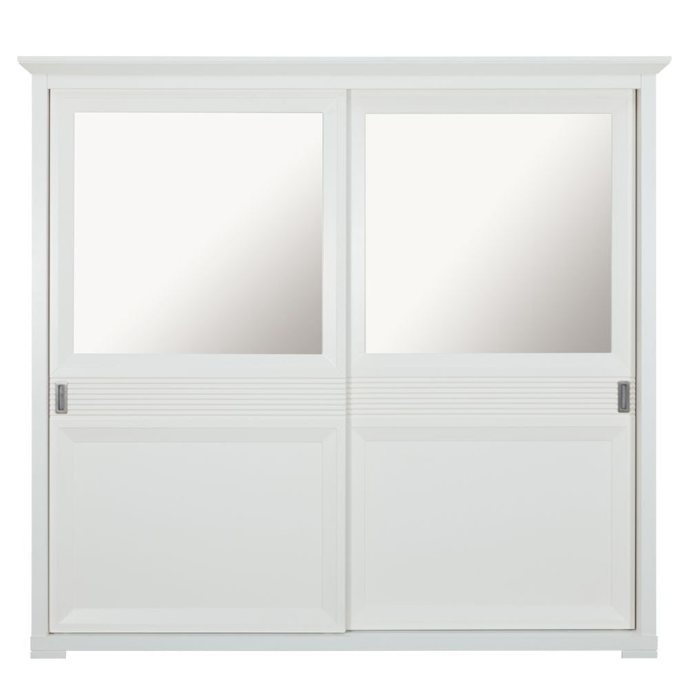 Set Dormitor Verona Bianco Cu Pat Tapitat, Dimensiune saltea 160 X 200 Cm, 2 Noptiere Si Dulap