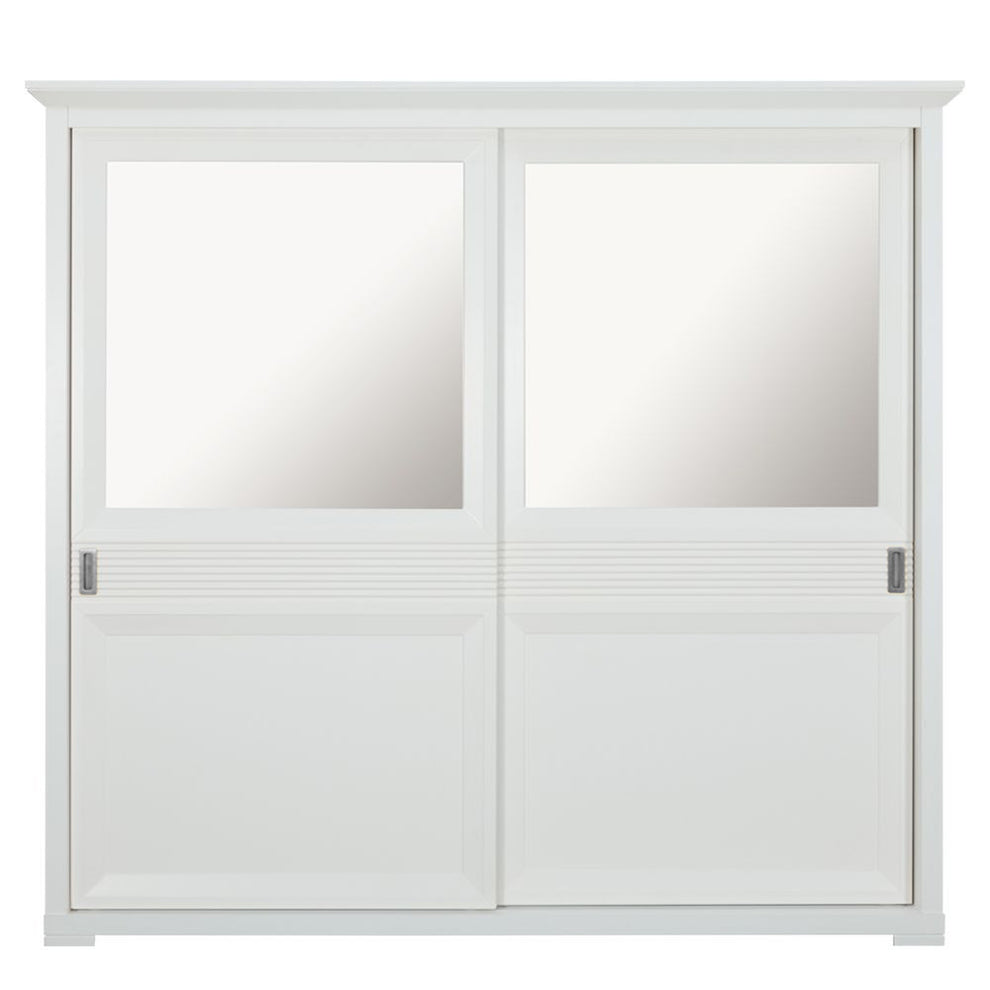 Set Dormitor Verona Bianco Cu Pat Tapitat, Dimensiune saltea 160 X 200 Cm, 2 Noptiere Si Dulap