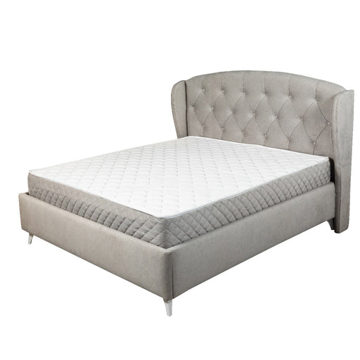 Set Dormitor Verona Bianco Cu Pat Tapitat, Dimensiune saltea 160 X 200 Cm, 2 Noptiere Si Dulap
