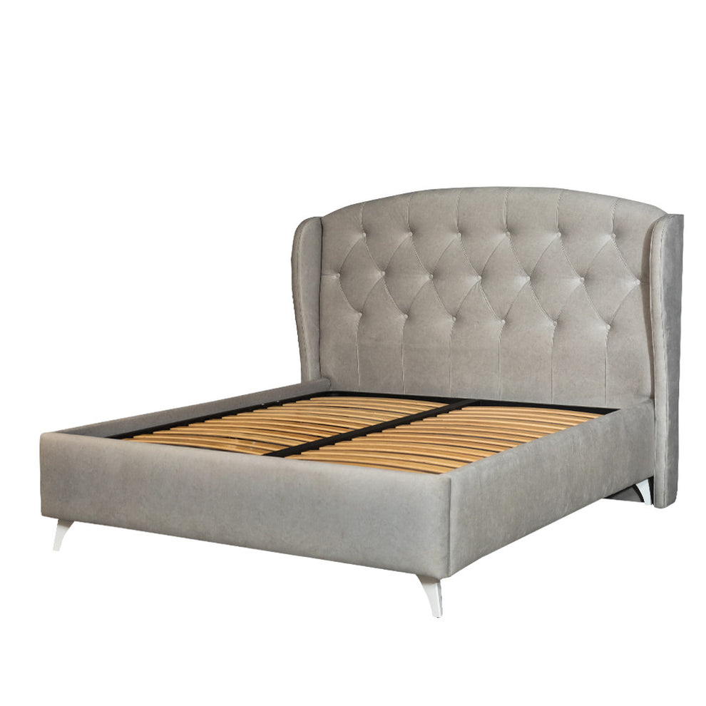Set Dormitor Verona Bianco Cu Pat Tapitat, Dimensiune saltea 160 X 200 Cm, 2 Noptiere Si Dulap
