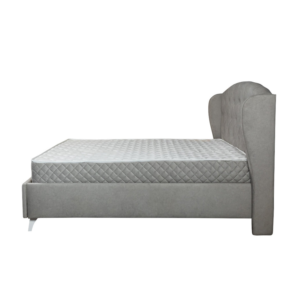 Set Dormitor Verona Bianco Cu Pat Tapitat, Dimensiune saltea 160 X 200 Cm, 2 Noptiere Si Dulap
