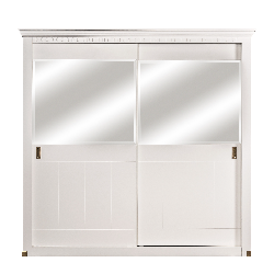 Set Dormitor Saint Tropez Alb, Pat Tapitat Cu Dimensiune Saltea 160 X 200, Dulap Cu Usi Culisante, 2 Noptiere, Vopsit Alb