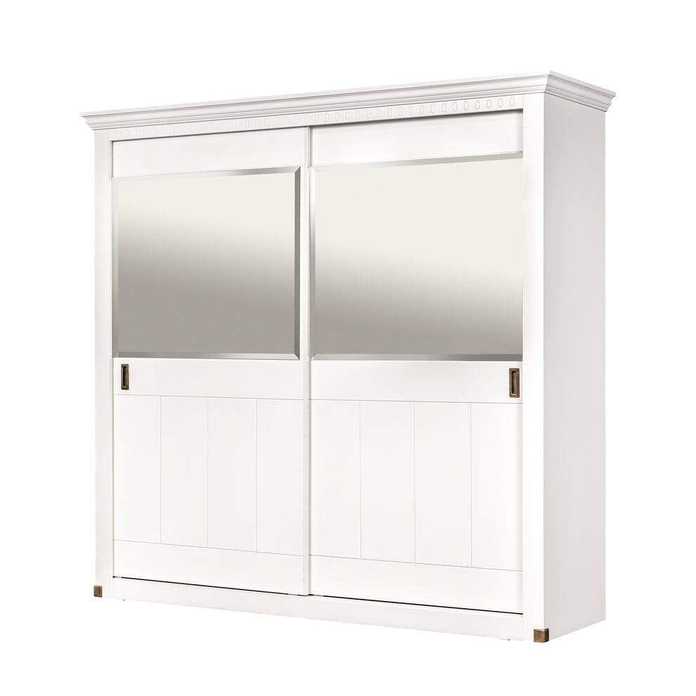 Set Dormitor Saint Tropez Alb, Pat  Cu Dimensiune Saltea 160 X 200, Dulap Cu Usi Culisante, 2 Noptiere, Vopsit Alb