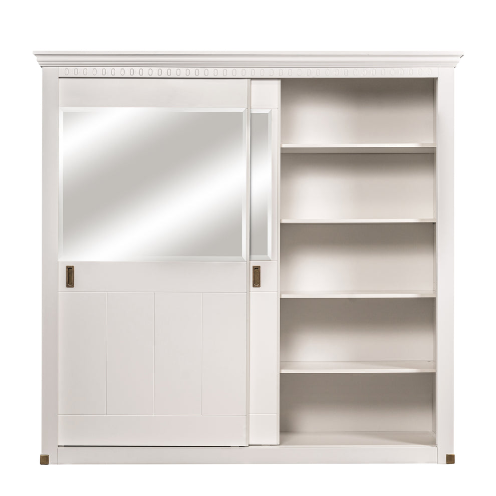 Set Dormitor Saint Tropez Alb, Pat  Cu Dimensiune Saltea 160 X 200, Dulap Cu Usi Culisante, 2 Noptiere, Vopsit Alb