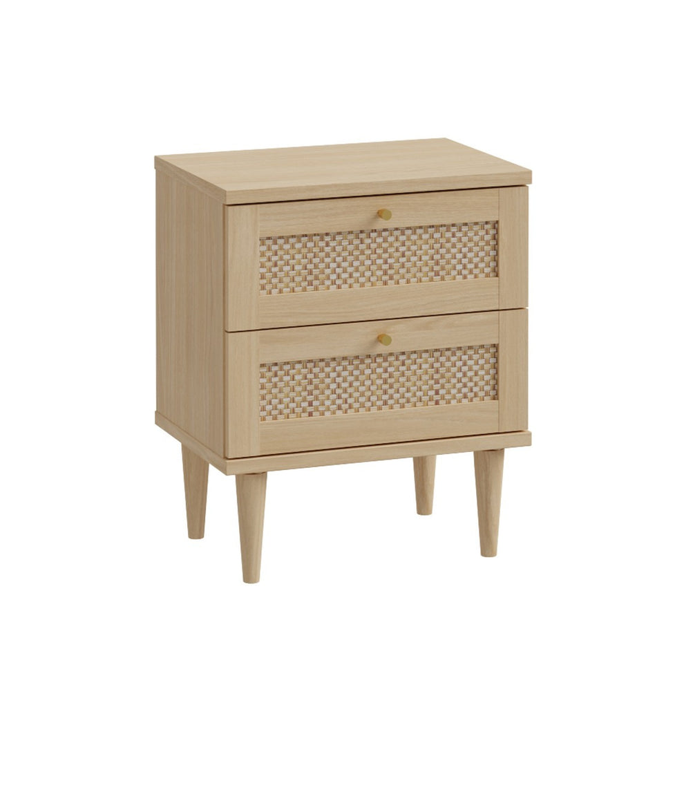 Noptiera Charleston, Stejar Elegancia cu Polyrattan, 50.4 Cm