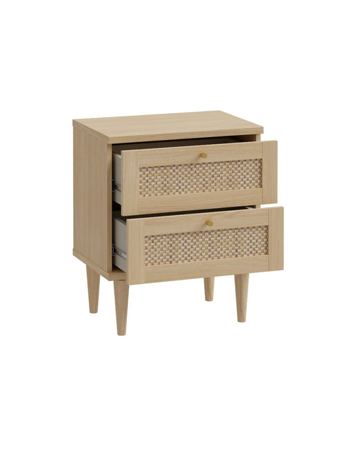 Noptiera Charleston, Stejar Elegancia cu Polyrattan, 50.4 Cm