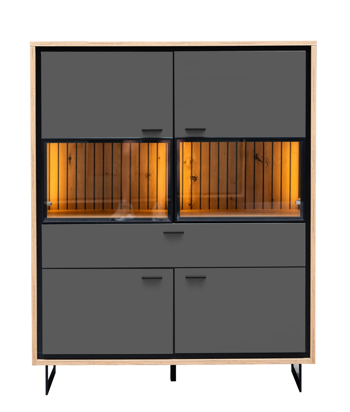Highboard 4 Usi  Si 1 Sertar Sonata Akustik Royal Grey 105 Cm