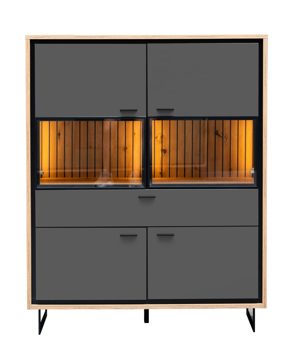 Highboard 4 Usi  Si 1 Sertar Sonata Akustik Royal Grey 105 Cm