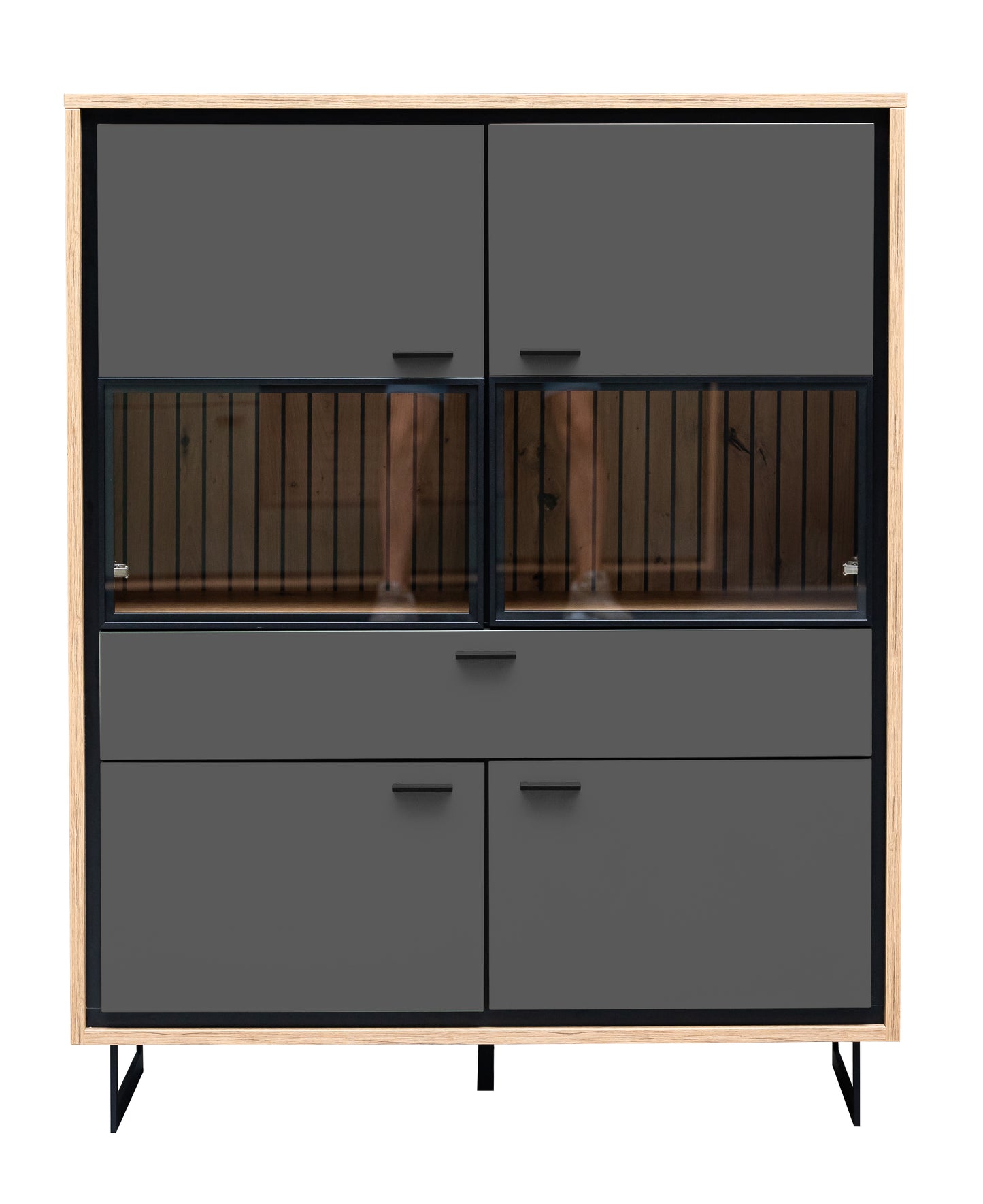 Highboard 4 Usi  Si 1 Sertar Sonata Akustik Royal Grey 105 Cm