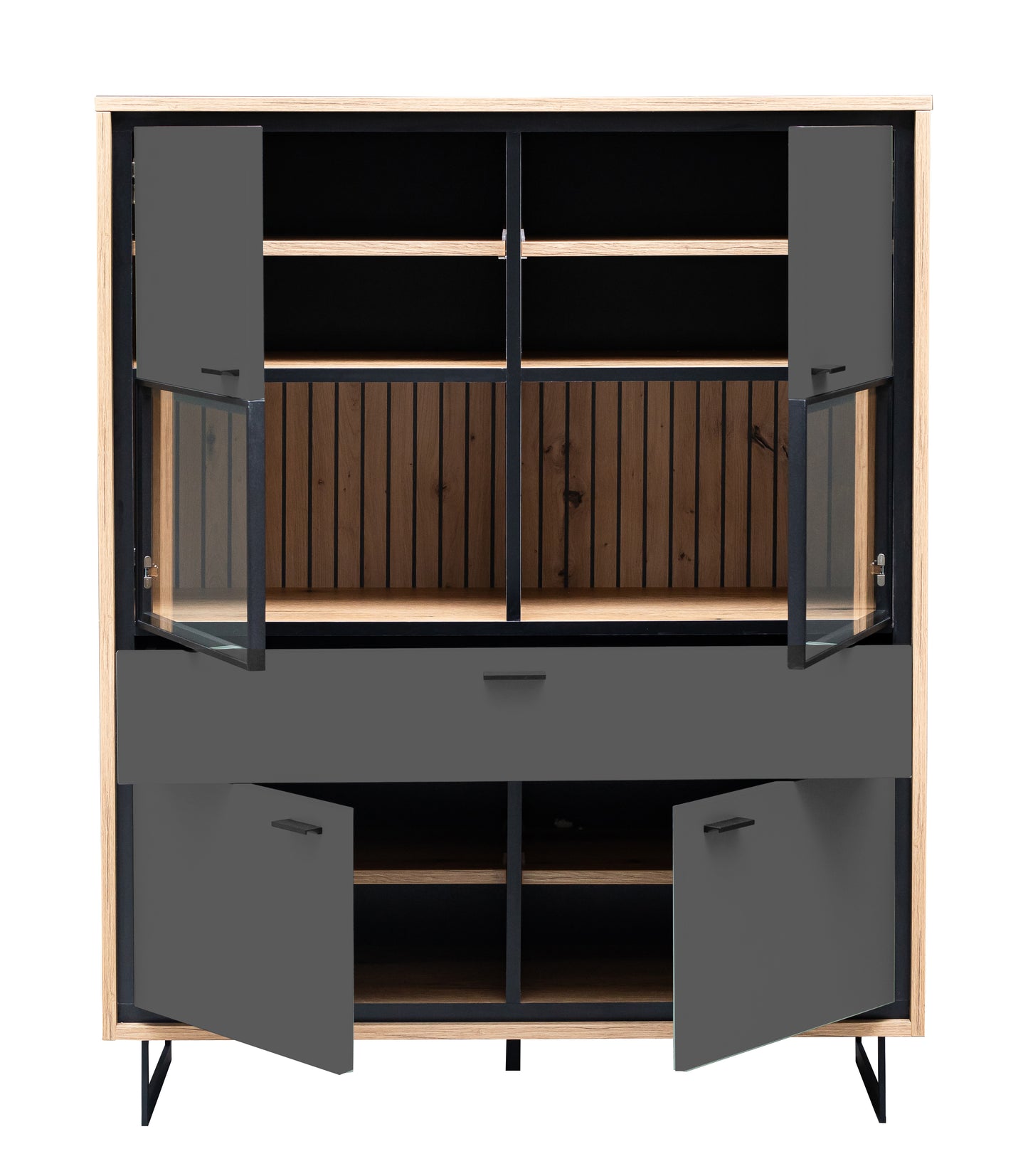 Highboard 4 Usi  Si 1 Sertar Sonata Akustik Royal Grey 105 Cm