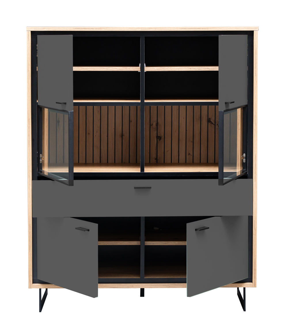 Highboard 4 Usi  Si 1 Sertar Sonata Akustik Royal Grey 105 Cm