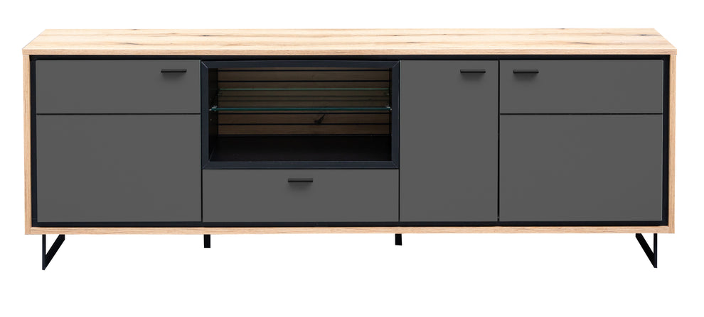 Comoda TV 3 Usi Cu 1 Nisa Si 1 Sertar Sonata Akustik Royal Grey 200 Cm