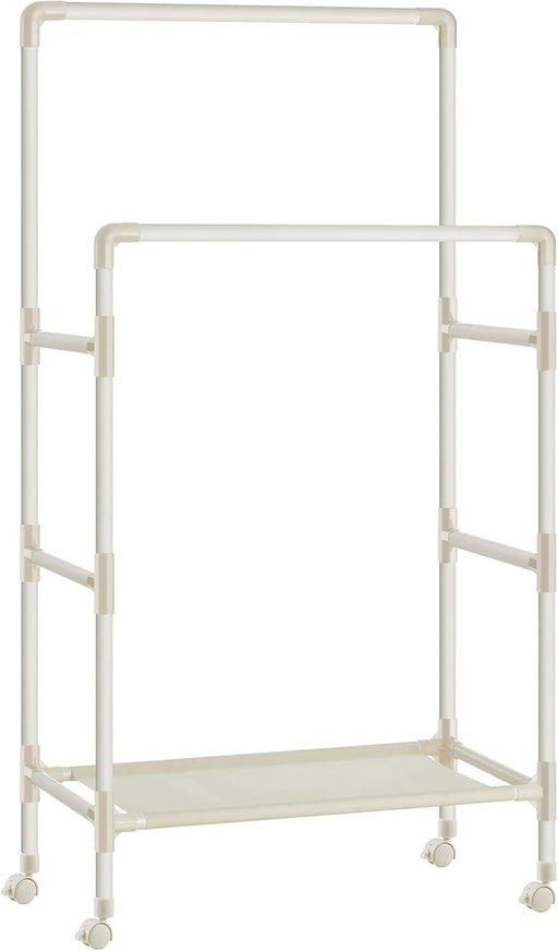 Suport Metalic Pentru Haine Cu 2 Bare Si 1 Raft, 83 Cm