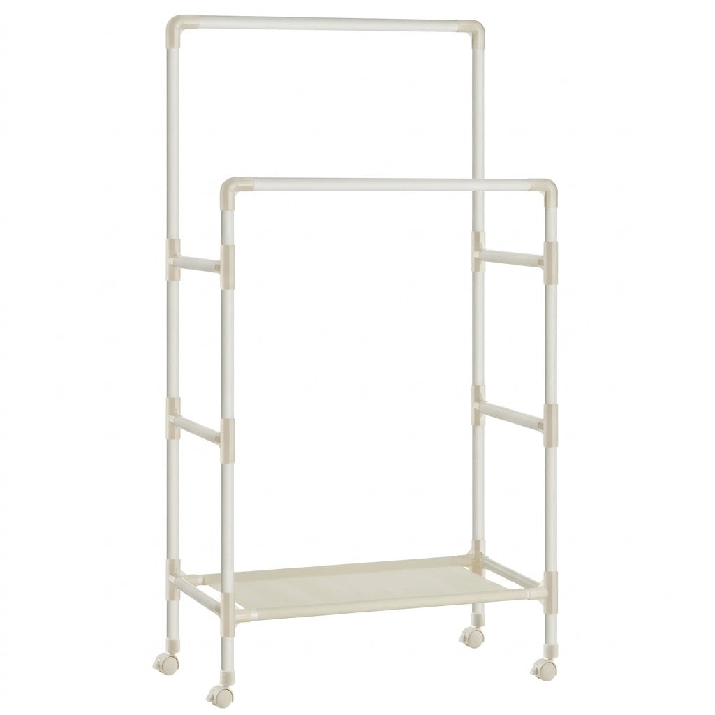 Suport Metalic Pentru Haine Cu 2 Bare Si 1 Raft, 83 Cm