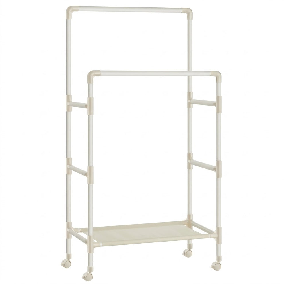 Suport Metalic Pentru Haine Cu 2 Bare Si 1 Raft, 83 Cm