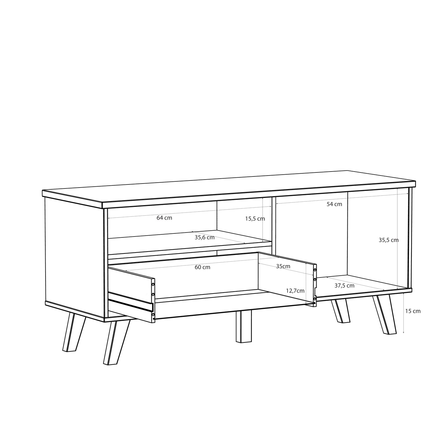 Comoda TV Mica Cu 1 Usa Si 1 Sertar Vankka, Stejar Pardosit Si Alb, 124.4 Cm
